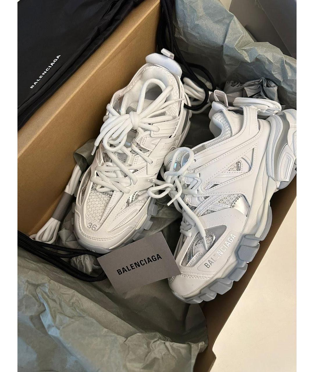 BALENCIAGA Белые кожаные кроссовки, фото 2