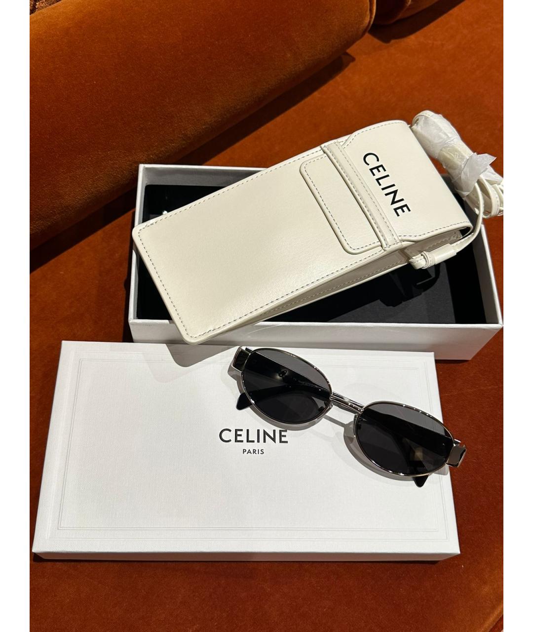 CELINE Черные металлические солнцезащитные очки, фото 3
