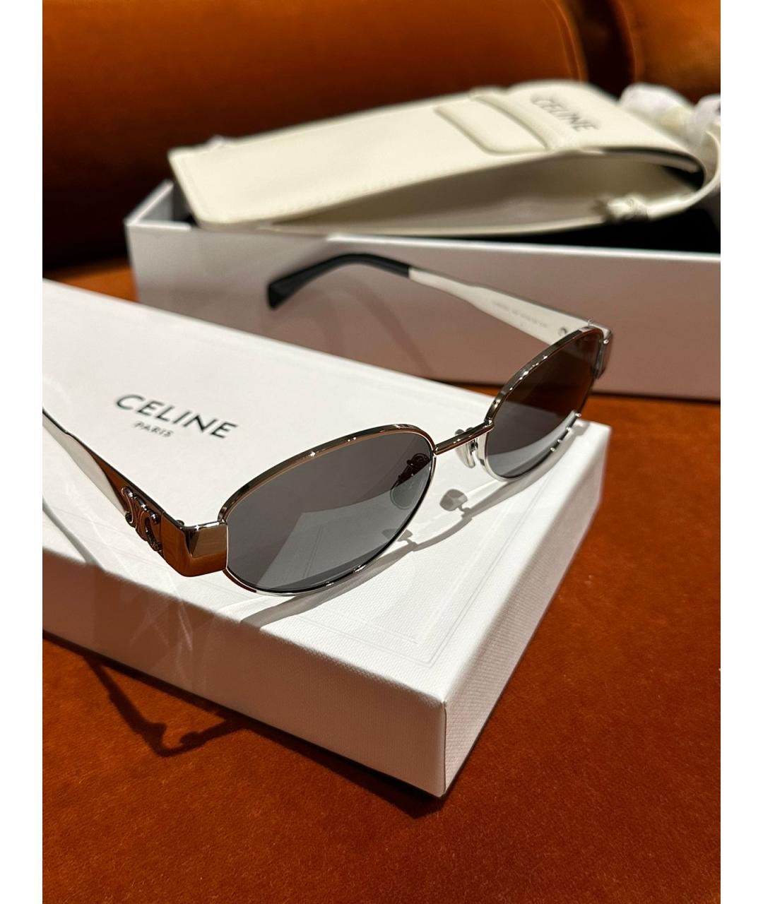 CELINE Черные металлические солнцезащитные очки, фото 2