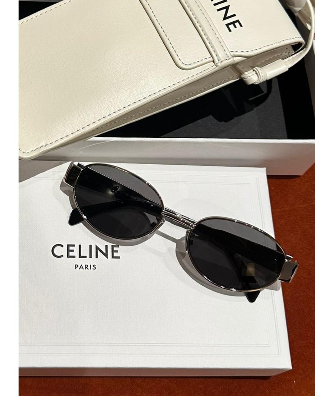 CELINE Черные металлические солнцезащитные очки, фото 4