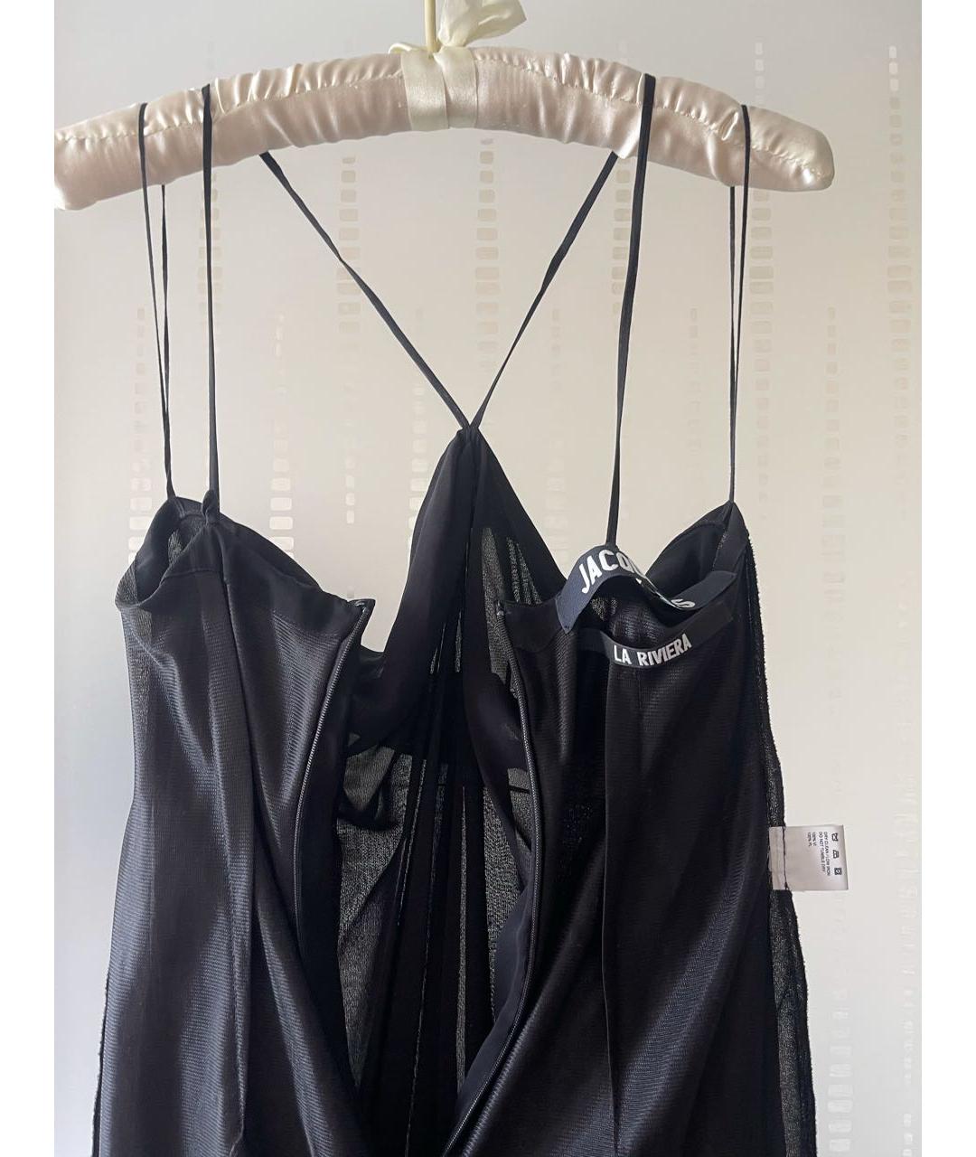 JACQUEMUS Черное шелковое коктейльное платье, фото 3