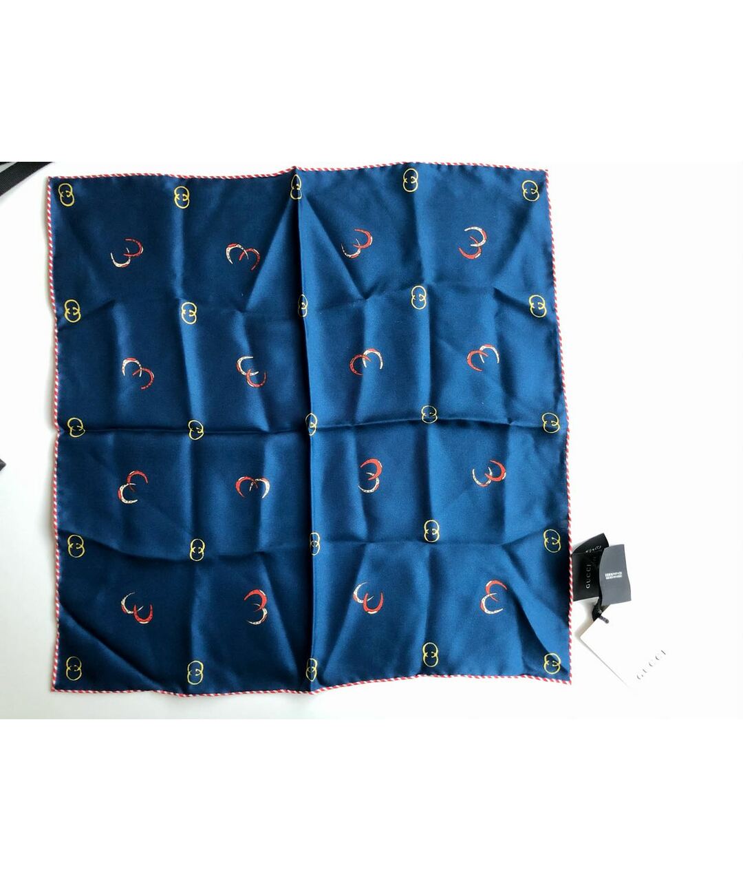 GUCCI Синий шелковый шарф, фото 7