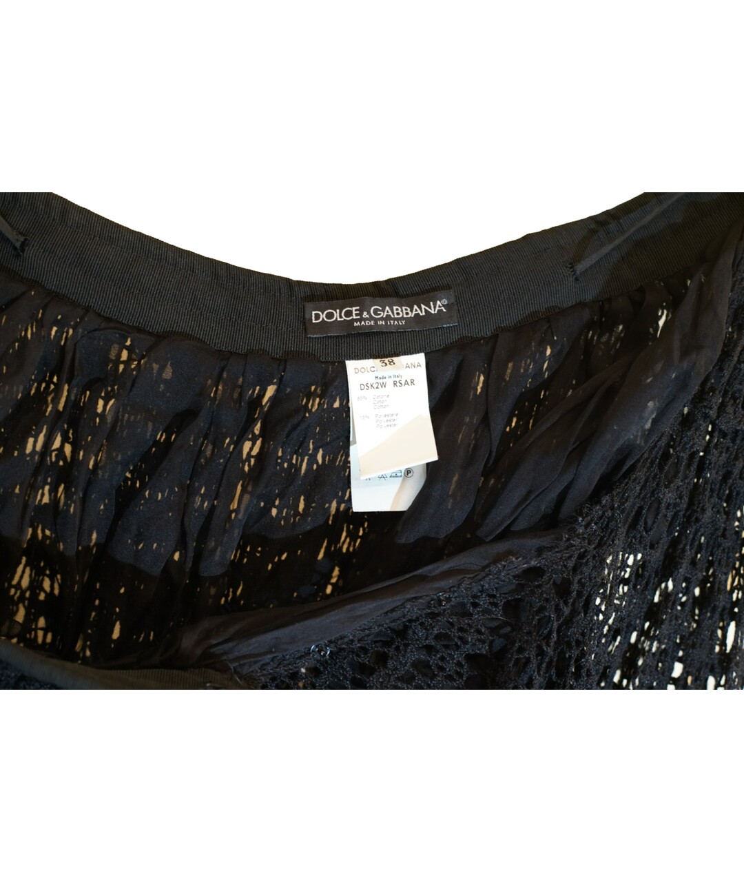 DOLCE&GABBANA Черная кружевная юбка макси, фото 3