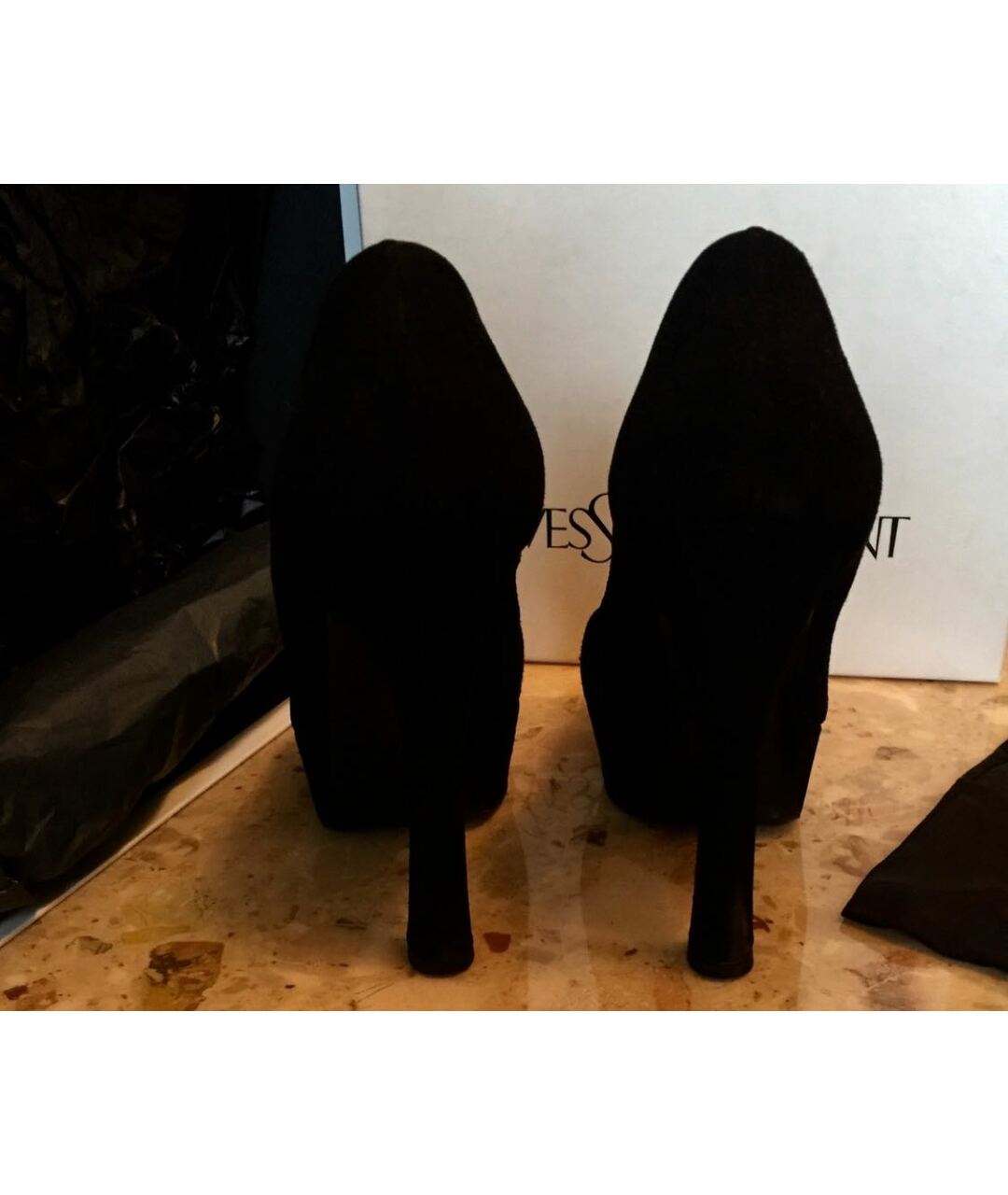 SAINT LAURENT Черные замшевые туфли, фото 5