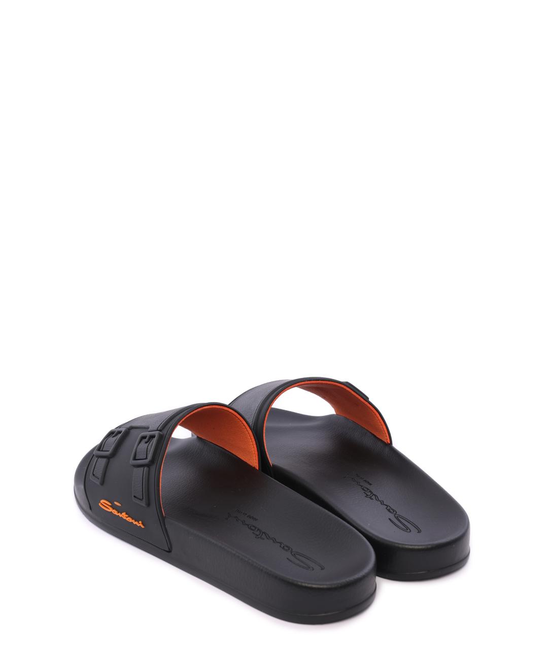 SANTONI Черные шлепанцы, фото 5