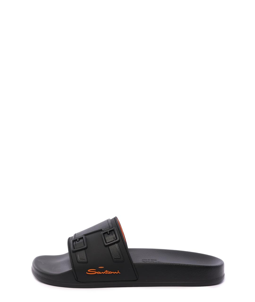 SANTONI Черные шлепанцы, фото 6