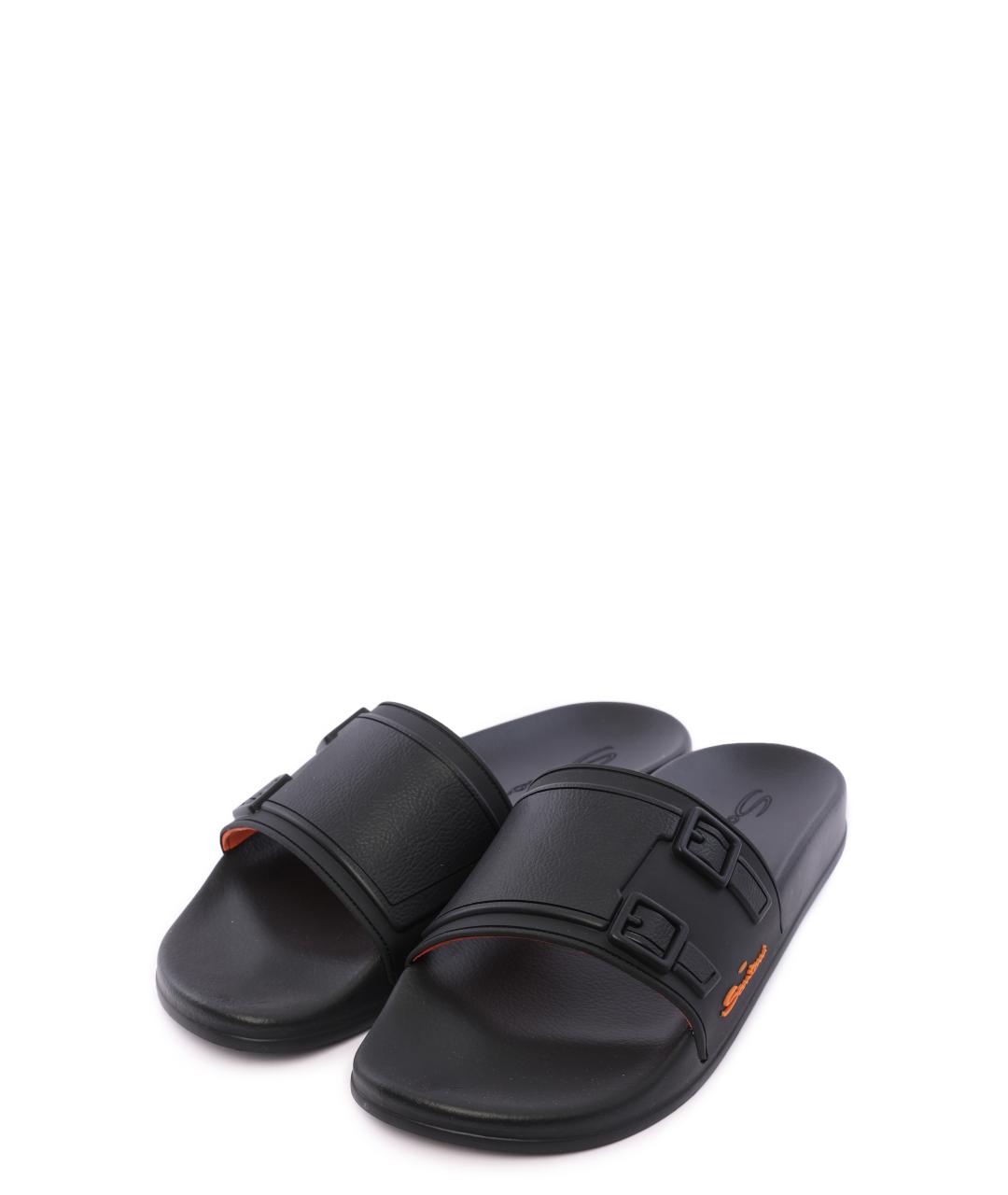 SANTONI Черные шлепанцы, фото 2