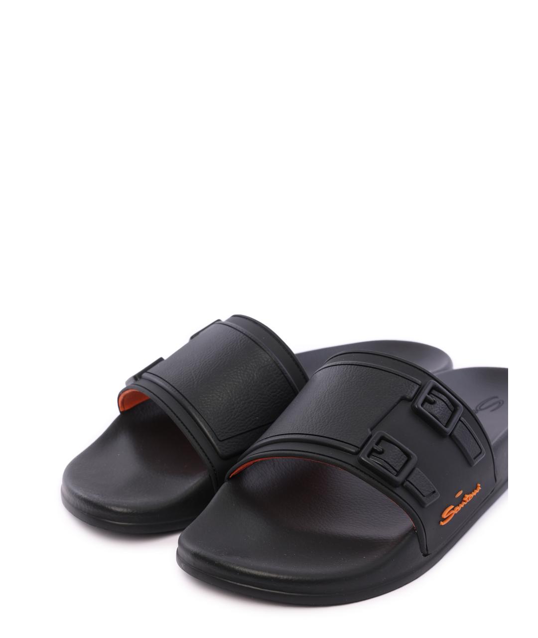 SANTONI Черные шлепанцы, фото 3