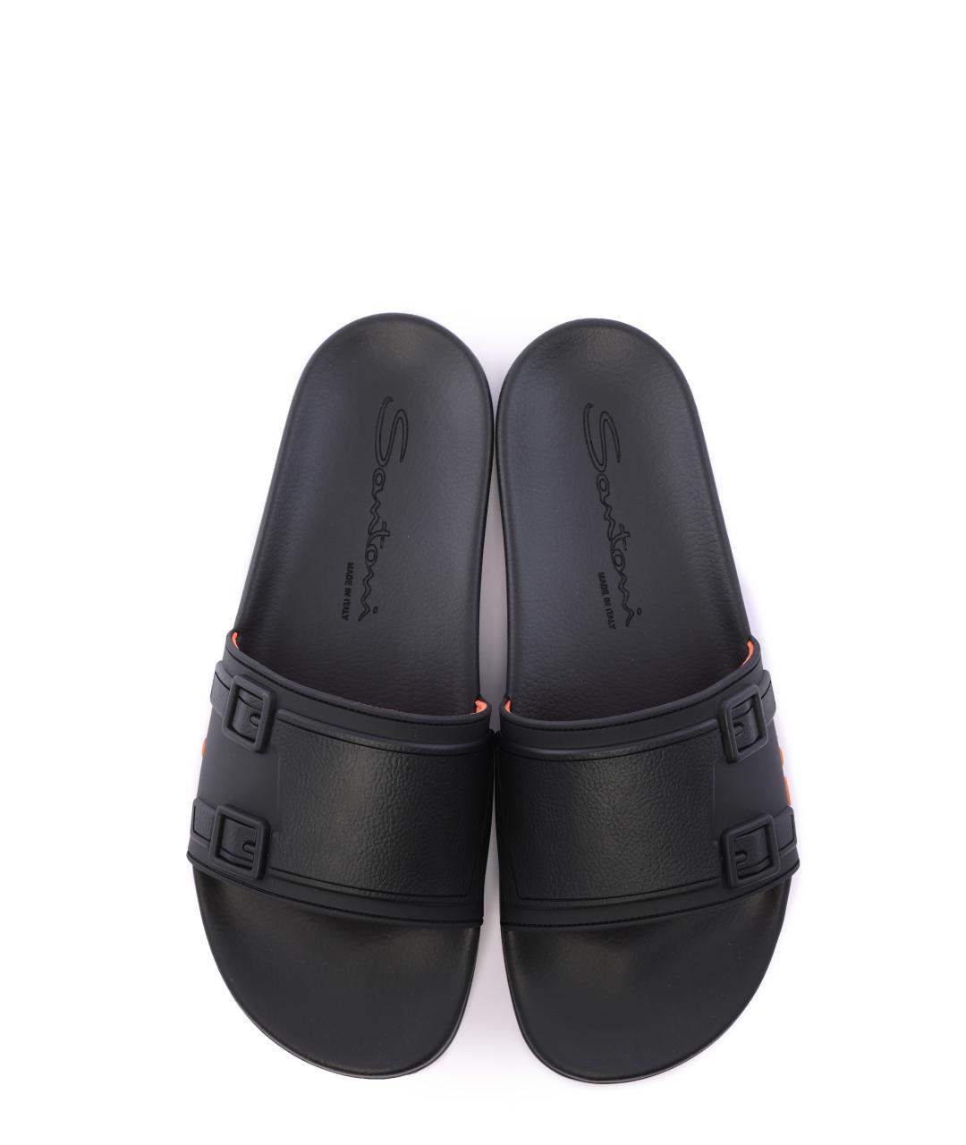 SANTONI Черные шлепанцы, фото 4