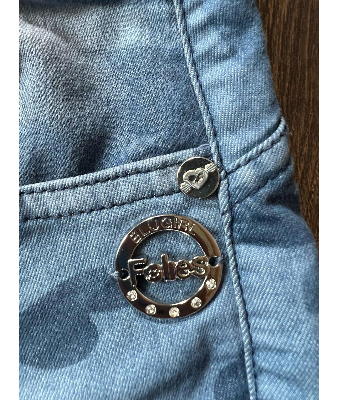BLUGIRL Синие хлопко-полиэстеровые джинсы слим, фото 4