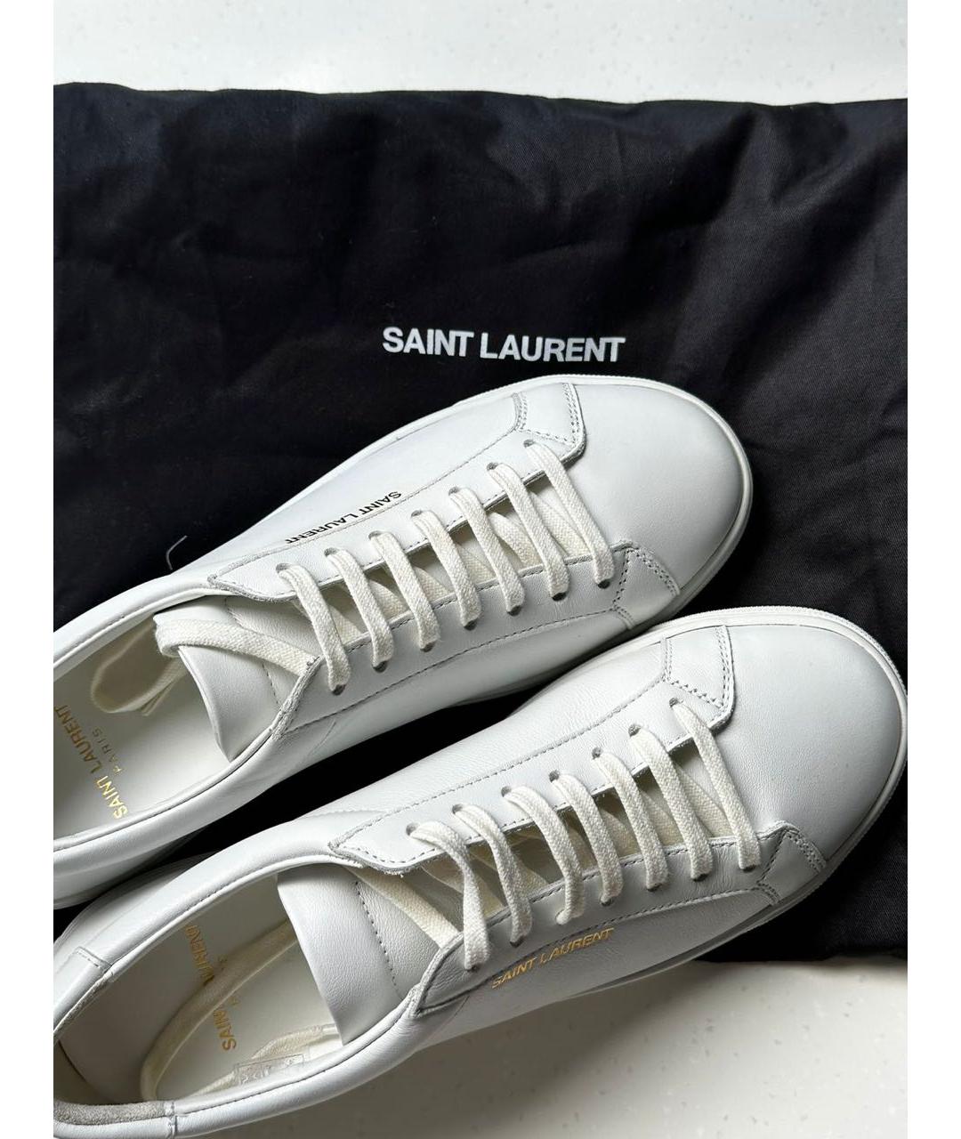 SAINT LAURENT Белые кожаные кеды, фото 2