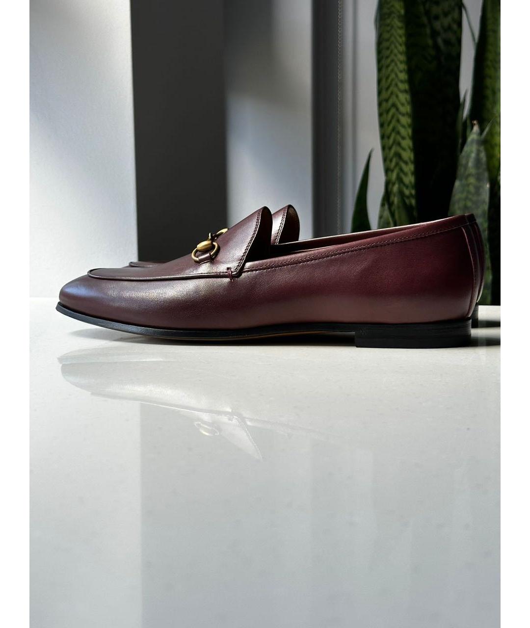 GUCCI Бордовые кожаные лоферы, фото 5