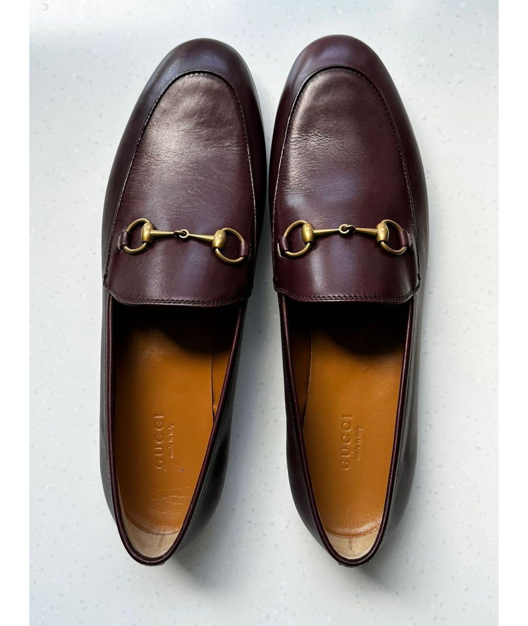 GUCCI Бордовые кожаные лоферы, фото 3