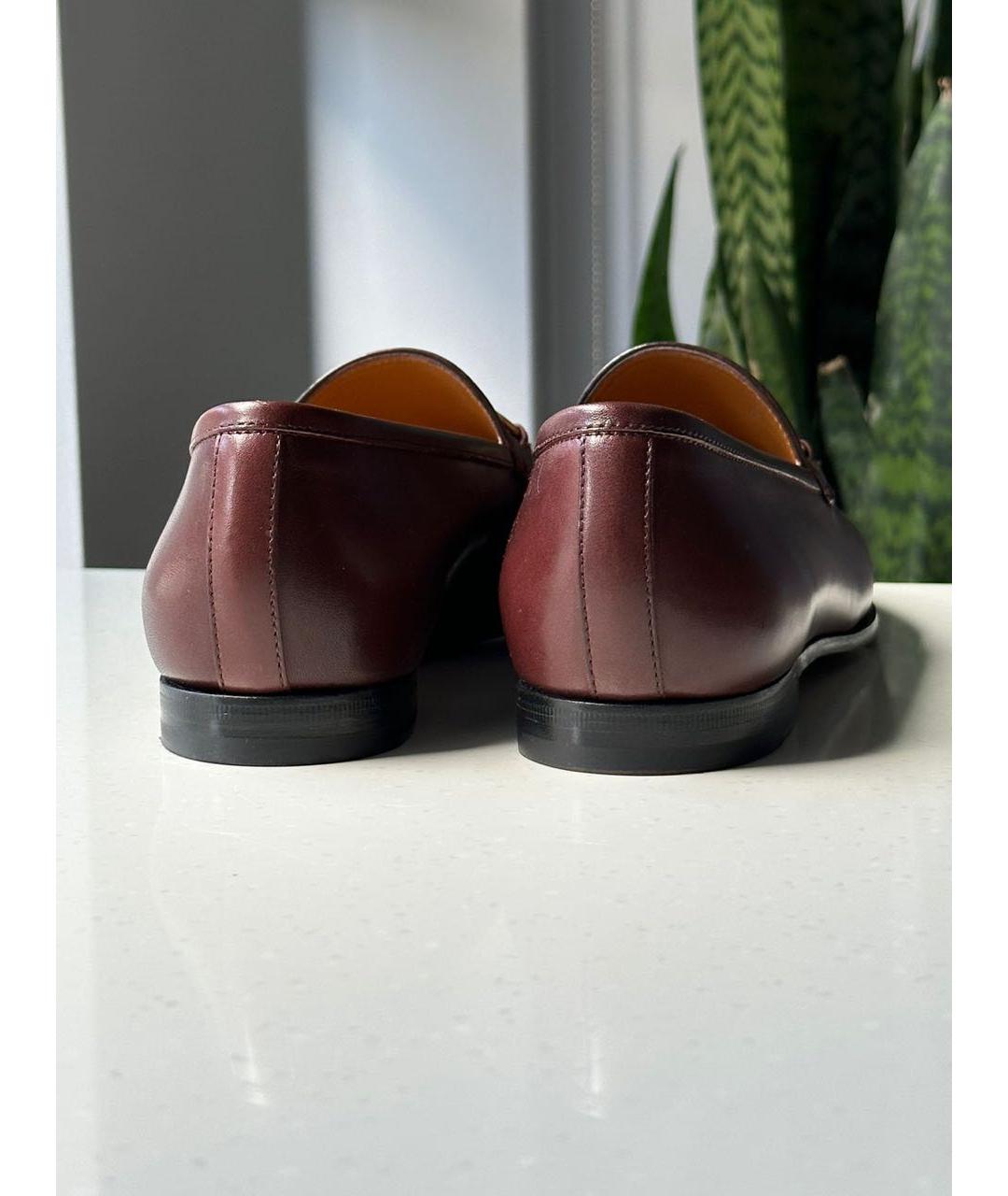 GUCCI Бордовые кожаные лоферы, фото 4