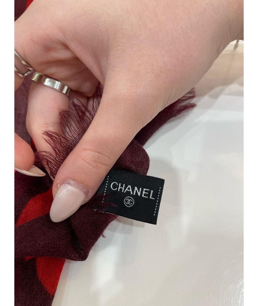 CHANEL Красный кашемировый платок, фото 6