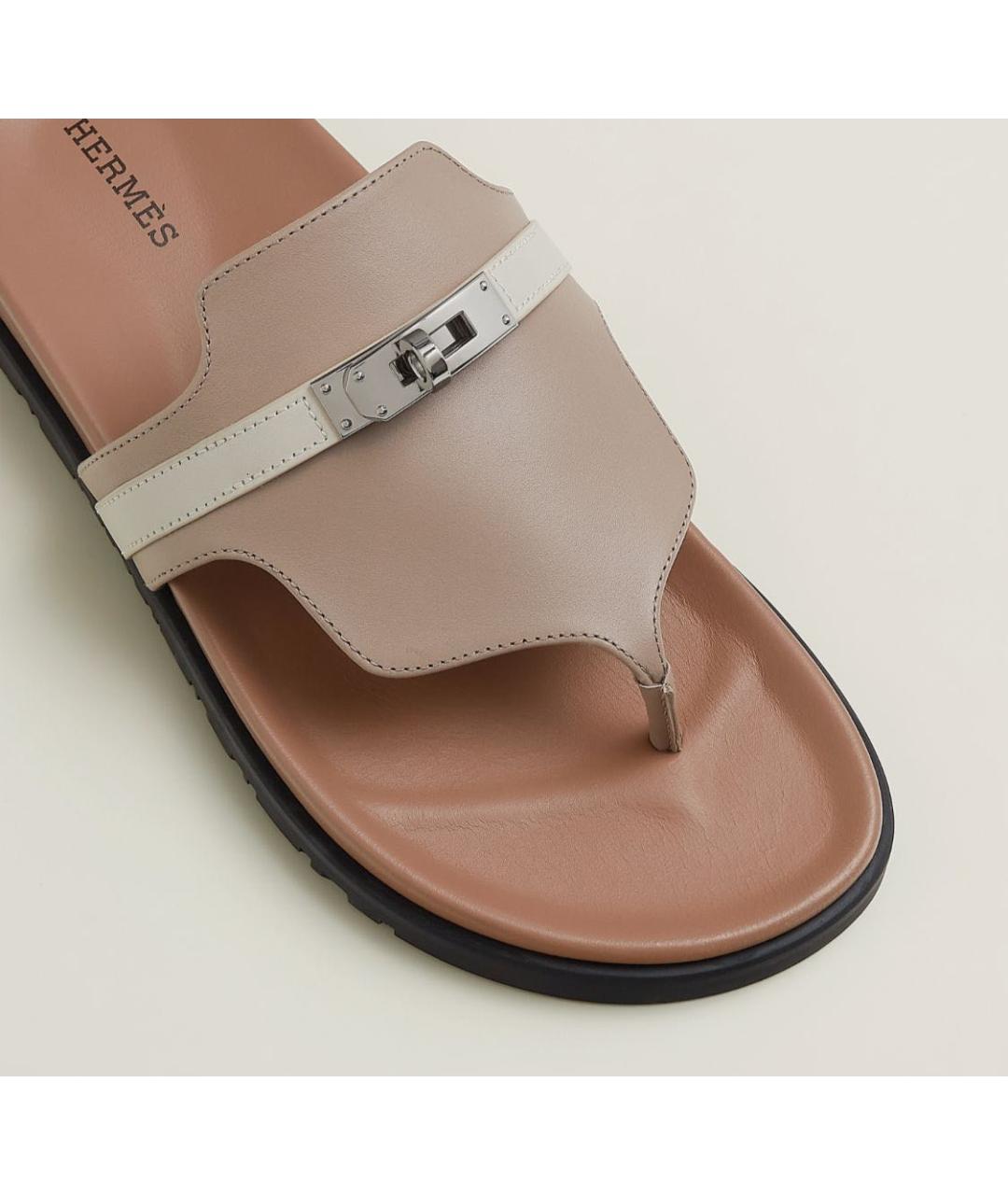HERMES PRE-OWNED Бежевые кожаные сандалии, фото 2
