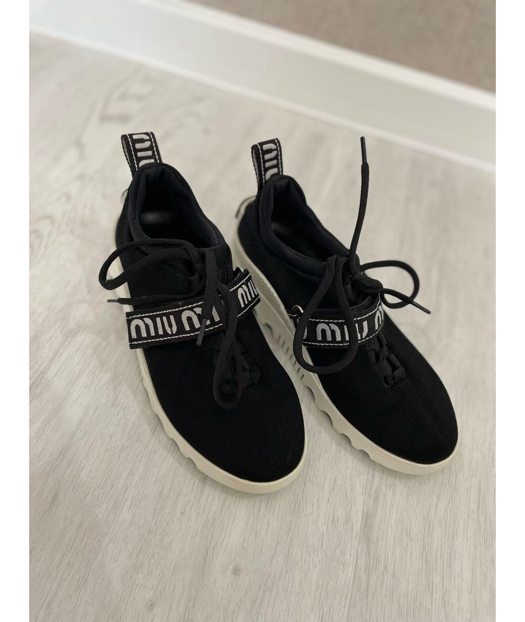 MIU MIU Черные неопреновые кроссовки, фото 5
