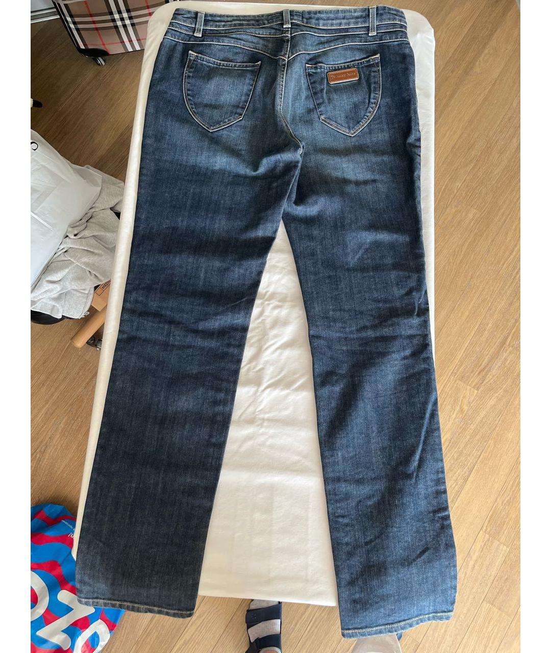 TRUSSARDI JEANS Синие хлопковые прямые джинсы, фото 2