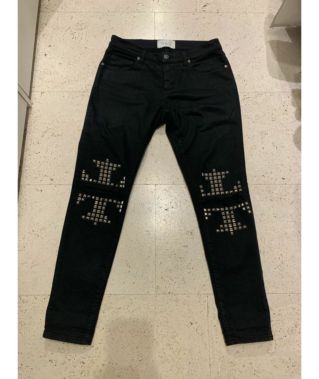 GAELLE BONHEUR Черные хлопковые прямые джинсы, фото 7