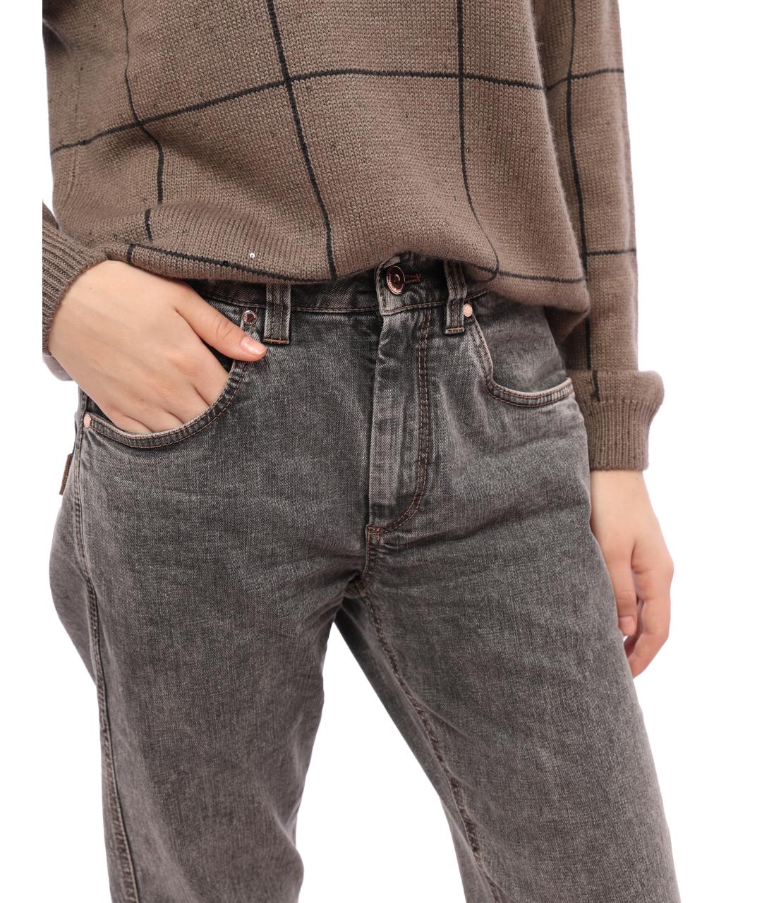 BRUNELLO CUCINELLI Серые прямые джинсы, фото 4