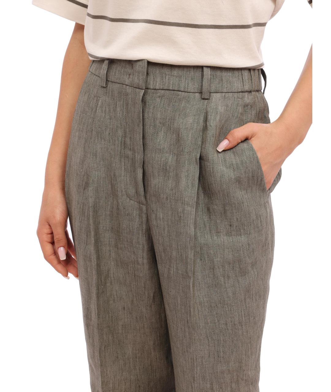 PESERICO Зеленые брюки широкие, фото 2