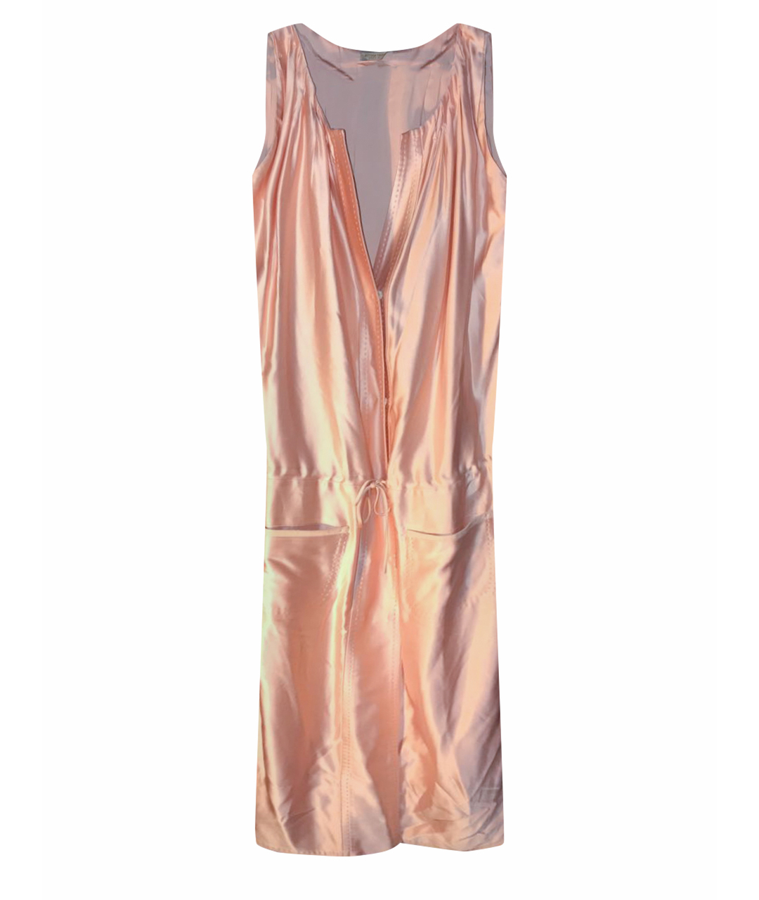 BOTTEGA VENETA Розовое шелковое повседневное платье, фото 1
