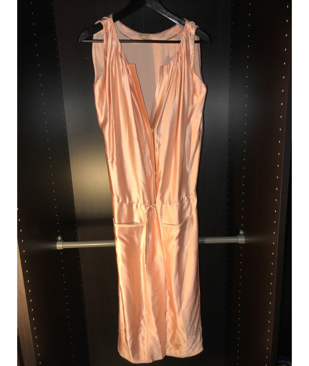 BOTTEGA VENETA Розовое шелковое повседневное платье, фото 4