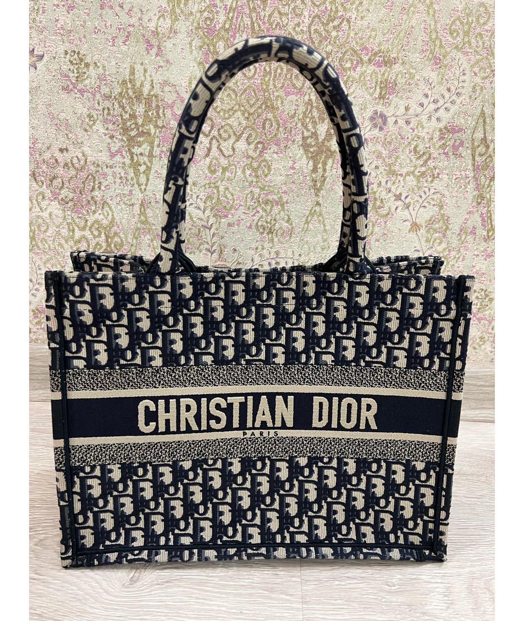 CHRISTIAN DIOR Темно-синяя тканевая сумка тоут, фото 7