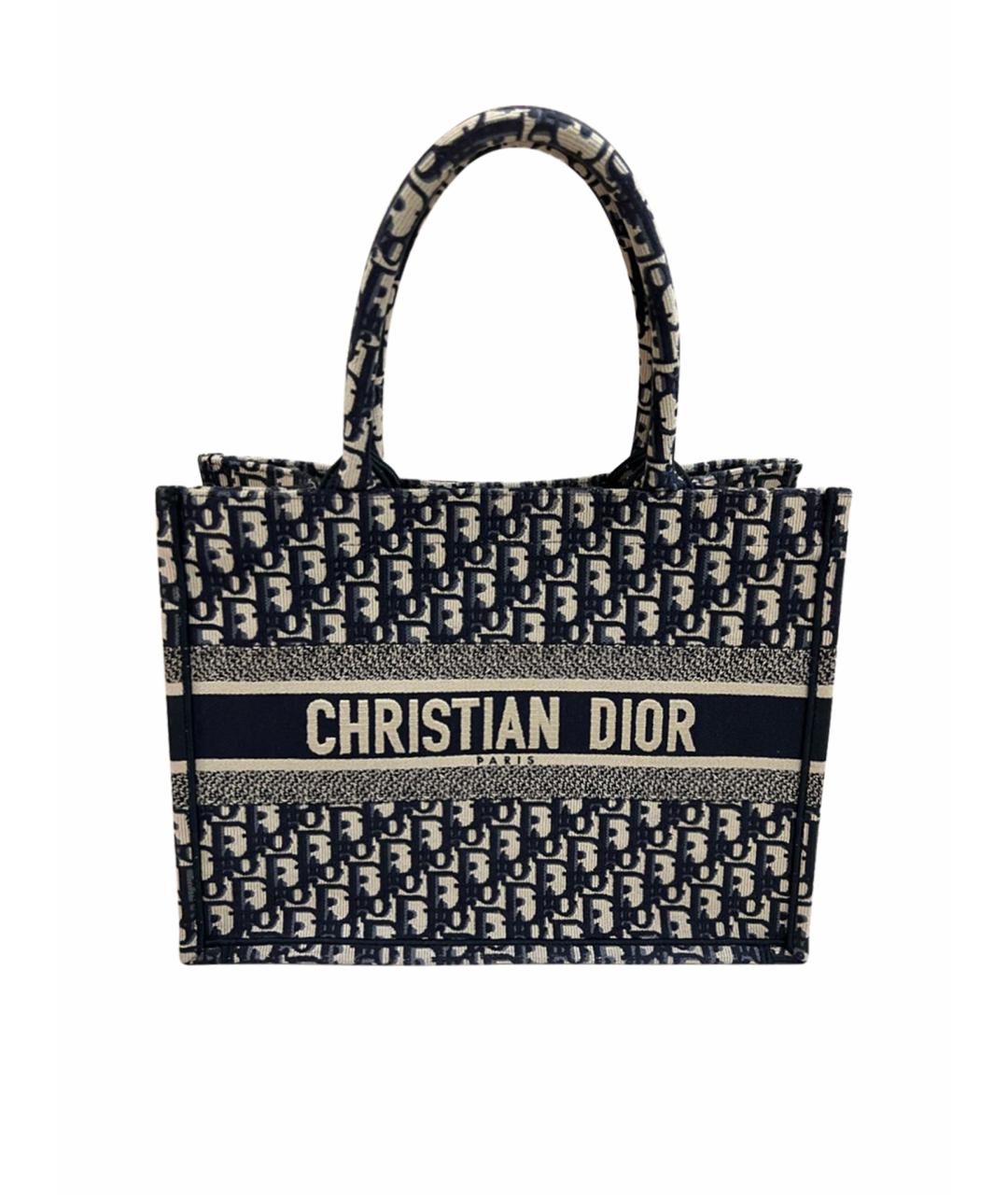 CHRISTIAN DIOR Темно-синяя тканевая сумка тоут, фото 1