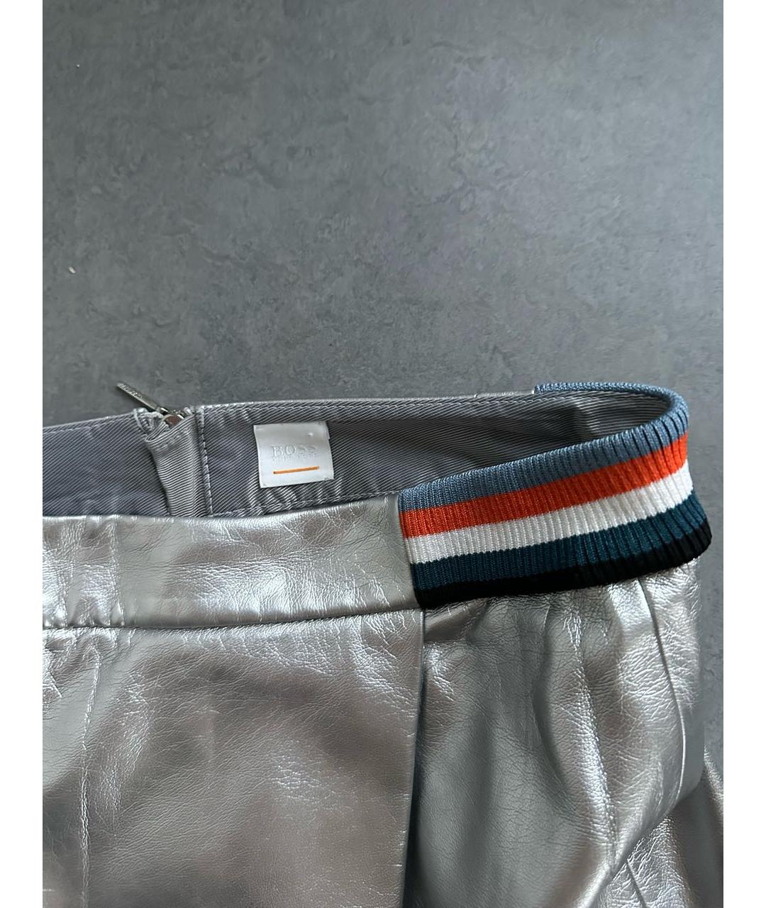 HUGO BOSS Серебряная полиэстеровая юбка мини, фото 5