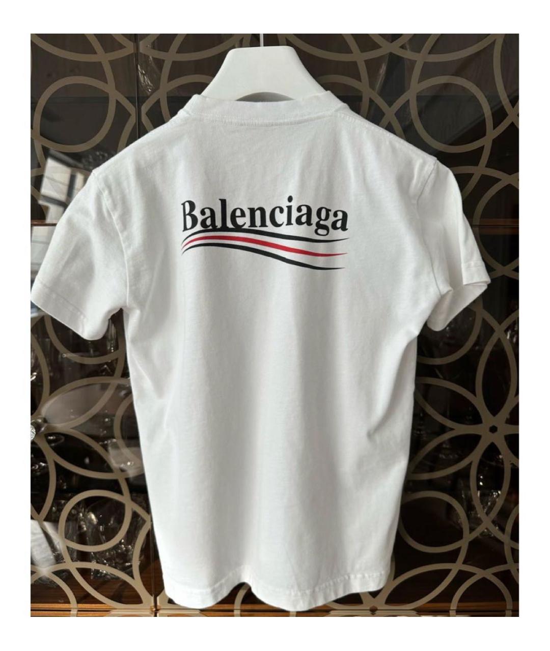 BALENCIAGA Белая хлопковая футболка, фото 2