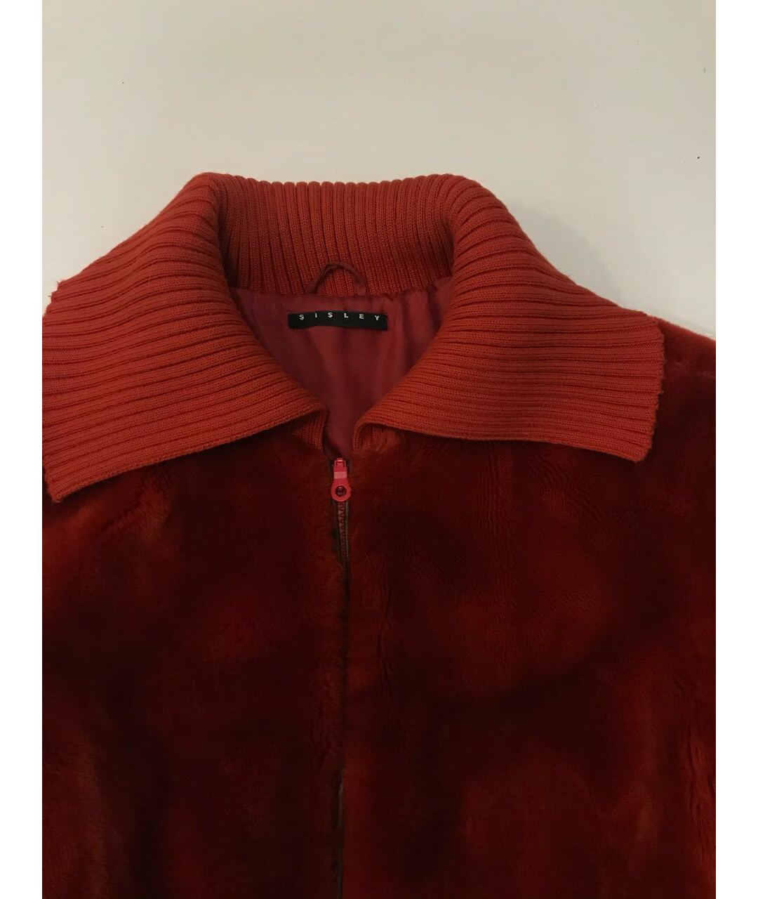 SISLEY - PARIS Красная полиэстеровая куртка, фото 4