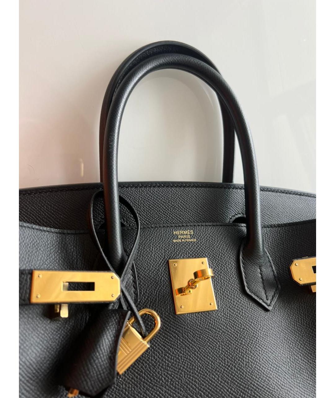 HERMES Черная кожаная сумка тоут, фото 4