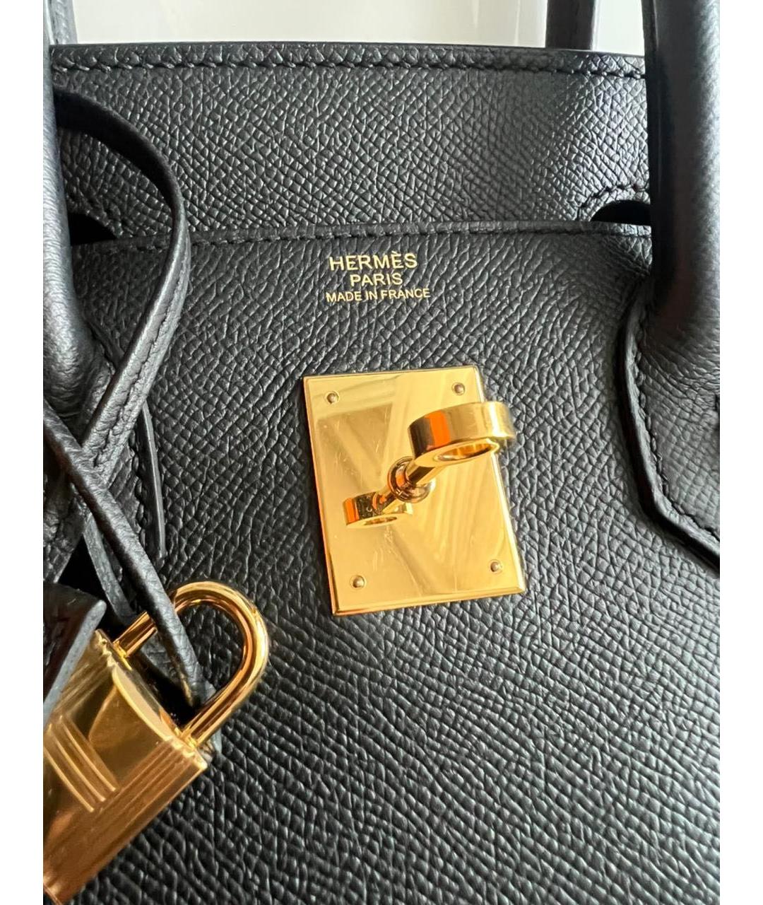 HERMES Черная кожаная сумка тоут, фото 3