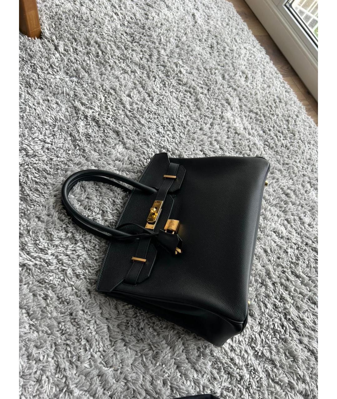 HERMES Черная кожаная сумка тоут, фото 2