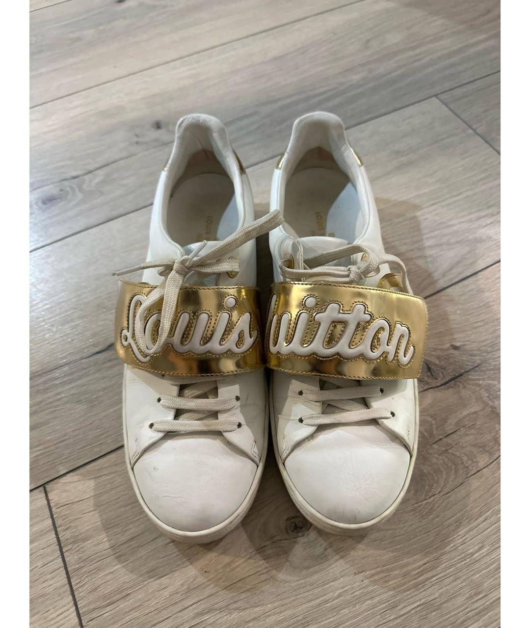 Louis vuitton sneakers white best sale and gold