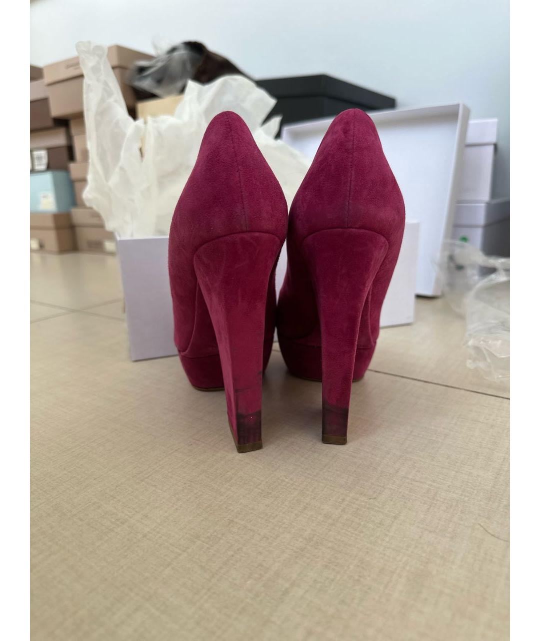CHRISTIAN DIOR Фуксия замшевые туфли, фото 4