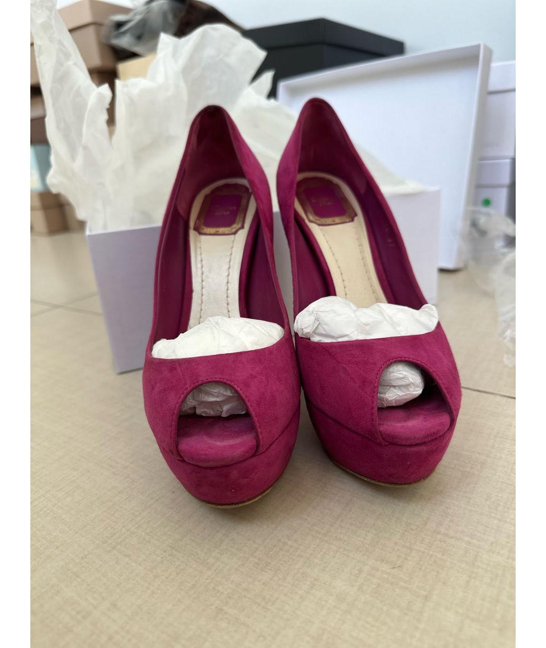 CHRISTIAN DIOR Фуксия замшевые туфли, фото 2