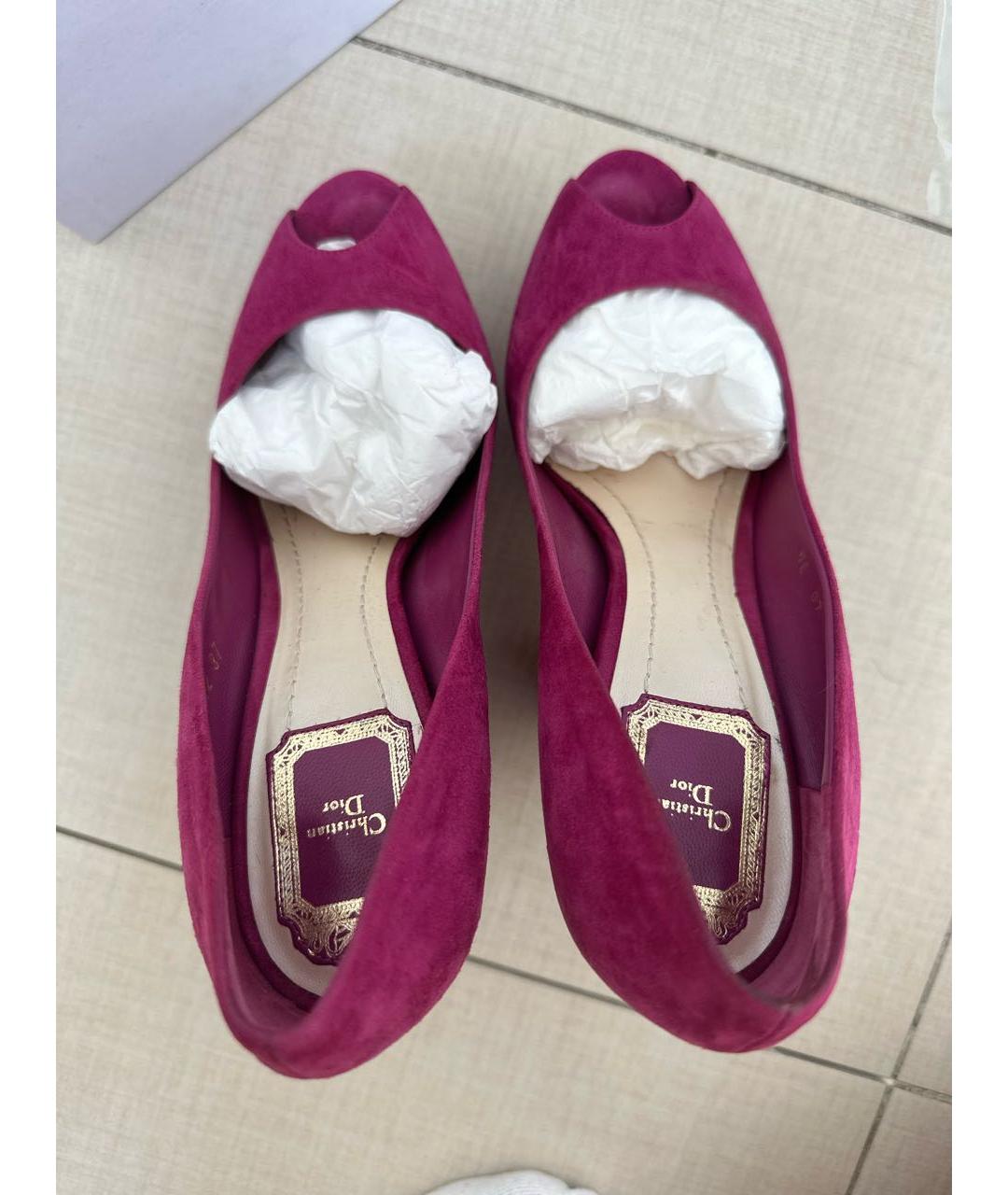 CHRISTIAN DIOR Фуксия замшевые туфли, фото 3