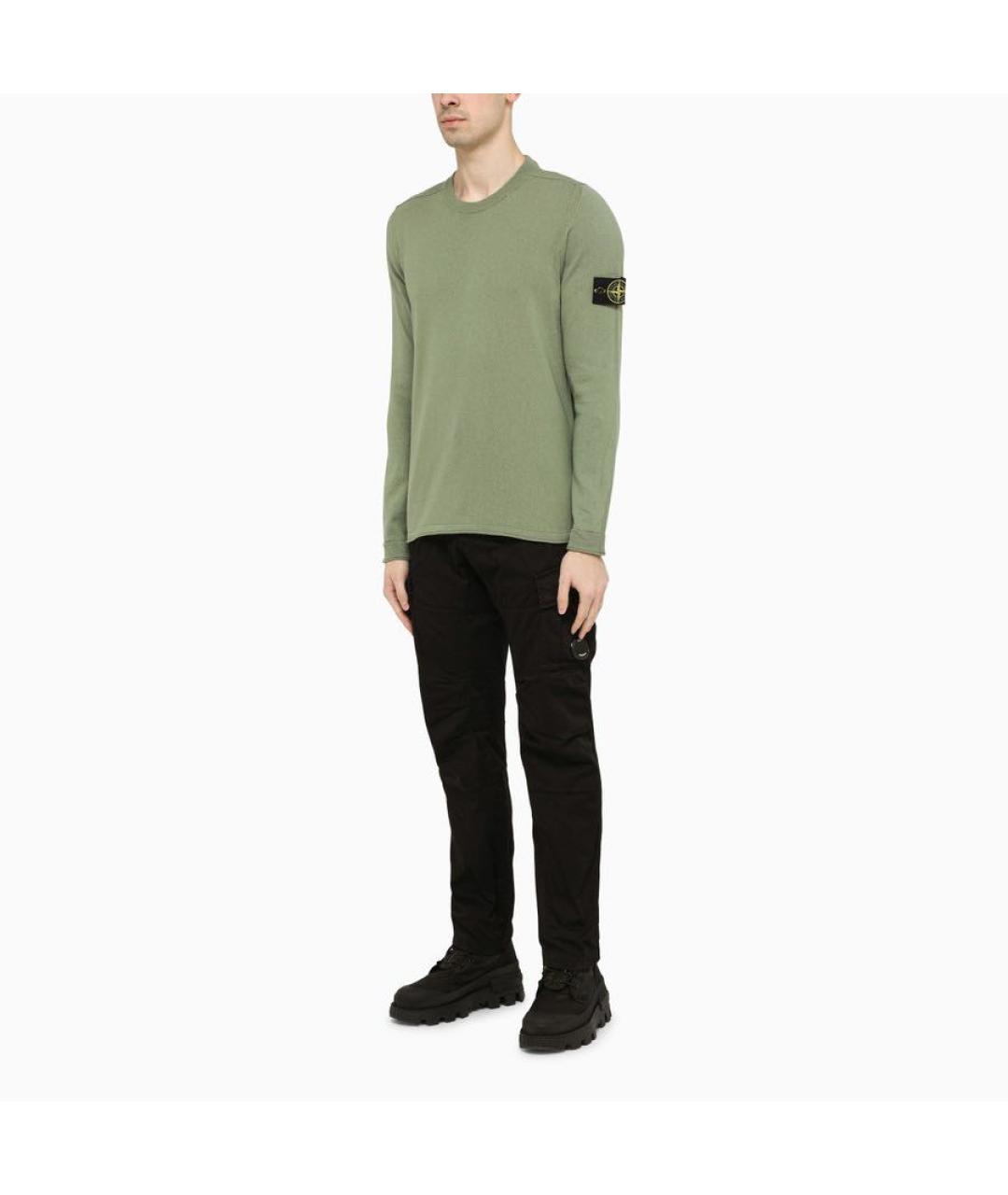 STONE ISLAND Зеленый хлопковый джемпер / свитер, фото 3