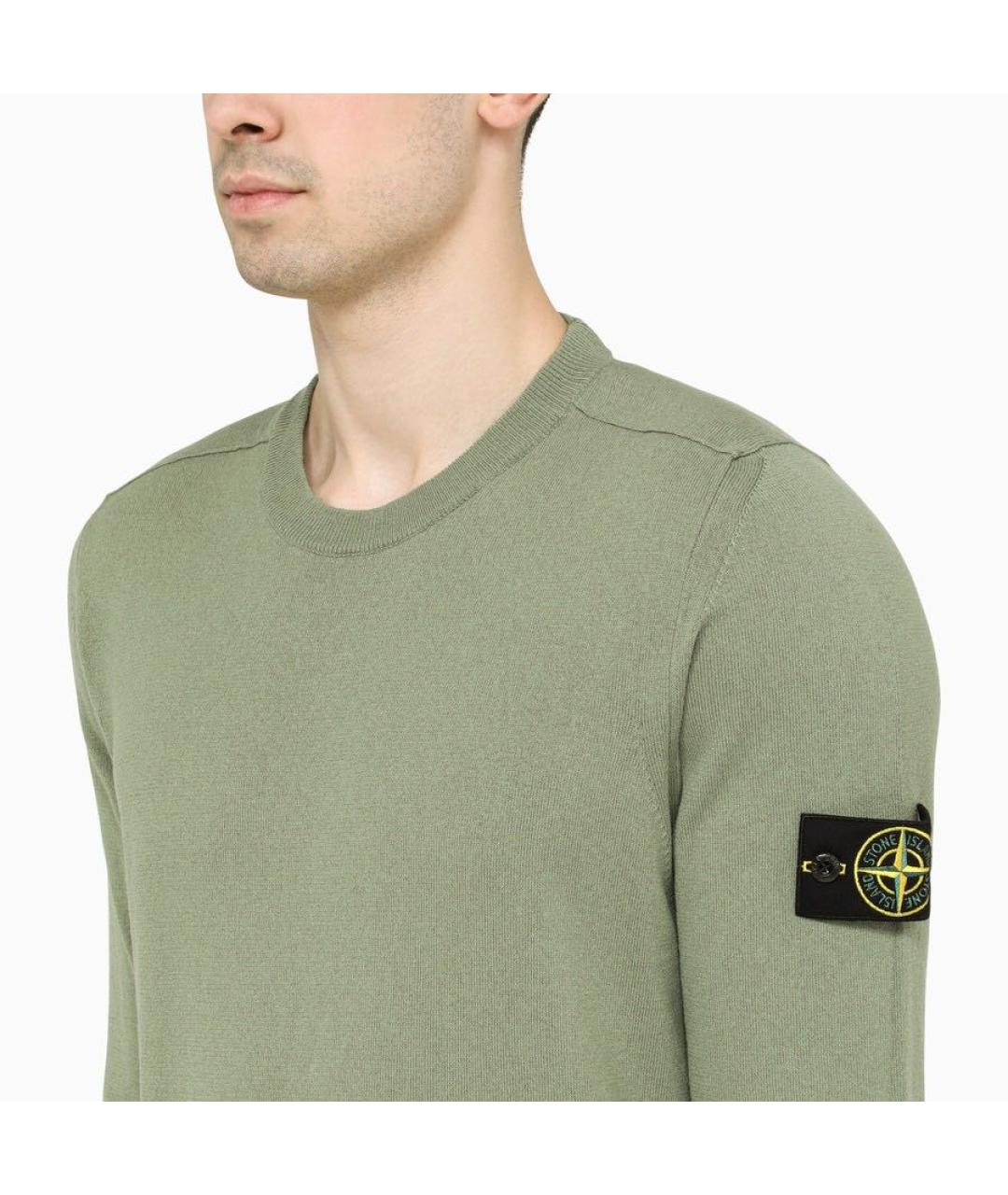 STONE ISLAND Зеленый хлопковый джемпер / свитер, фото 2