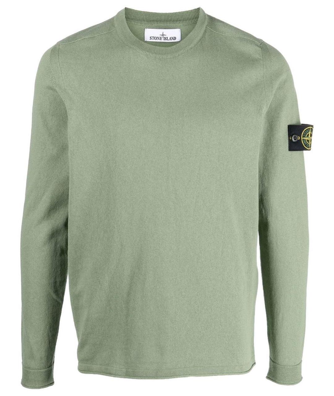 STONE ISLAND Зеленый хлопковый джемпер / свитер, фото 1