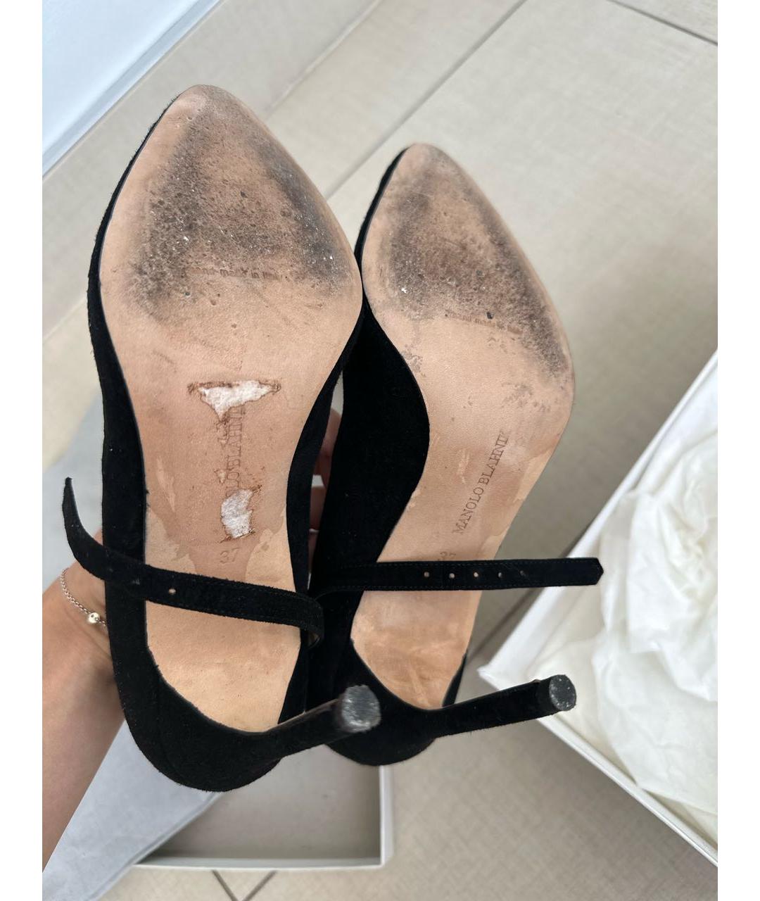 MANOLO BLAHNIK Черные замшевые туфли, фото 6