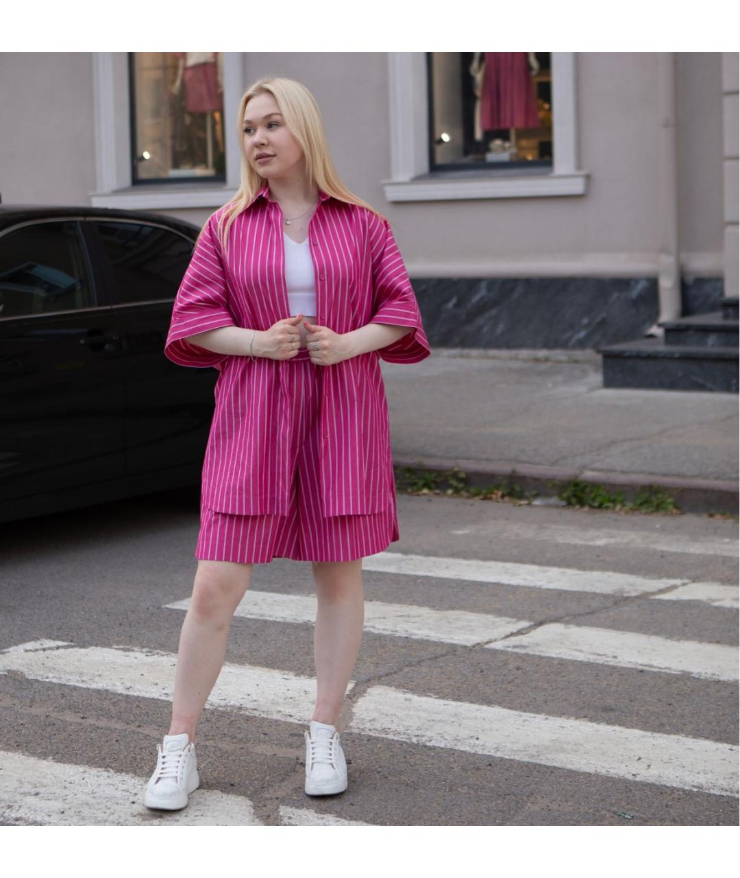 MAX MARA Фуксия хлопковая рубашка, фото 2