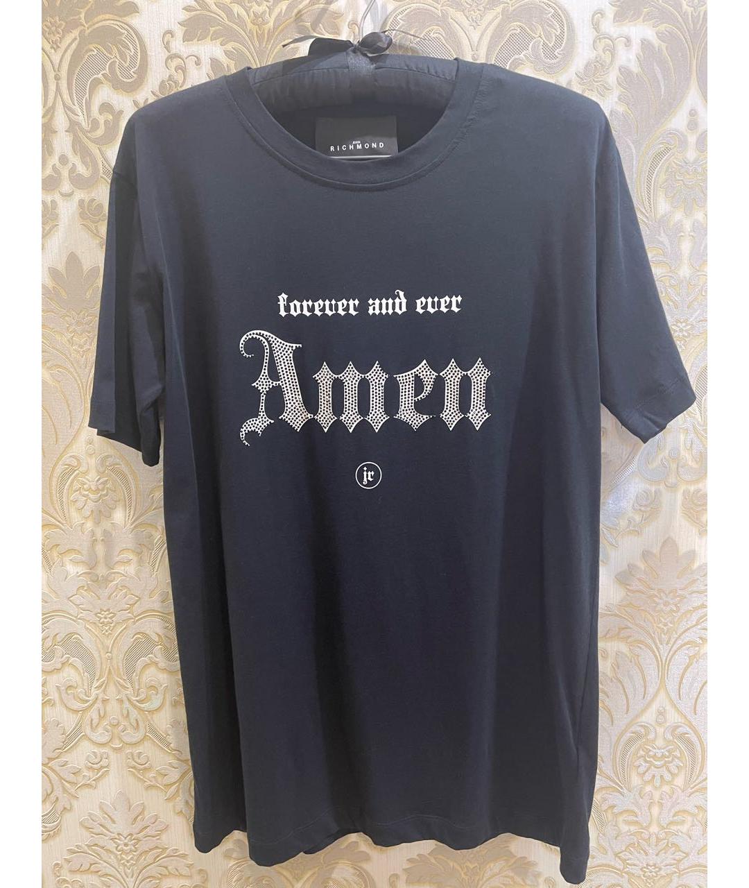 JOHN RICHMOND Черная хлопковая футболка, фото 6