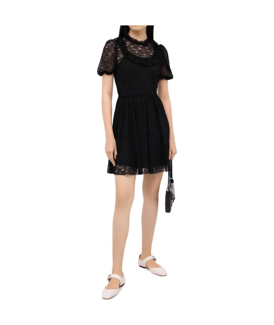 RED VALENTINO Черное полиамидовое коктейльное платье, фото 7