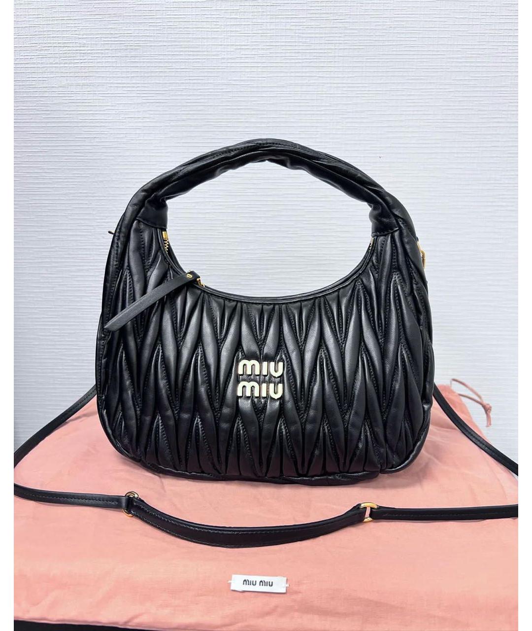 MIU MIU Черная кожаная сумка через плечо, фото 2
