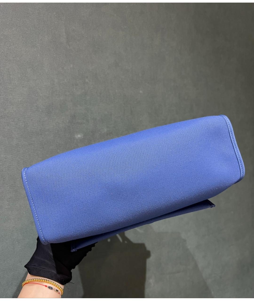 HERMES Голубая льняная сумка через плечо, фото 5