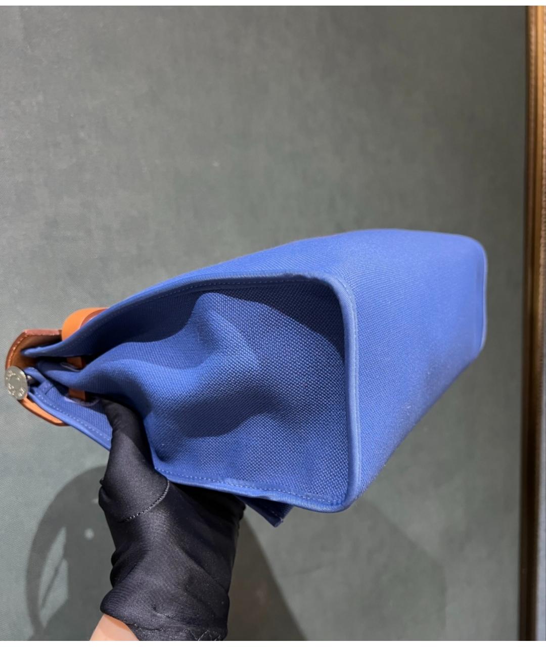 HERMES Голубая льняная сумка через плечо, фото 6