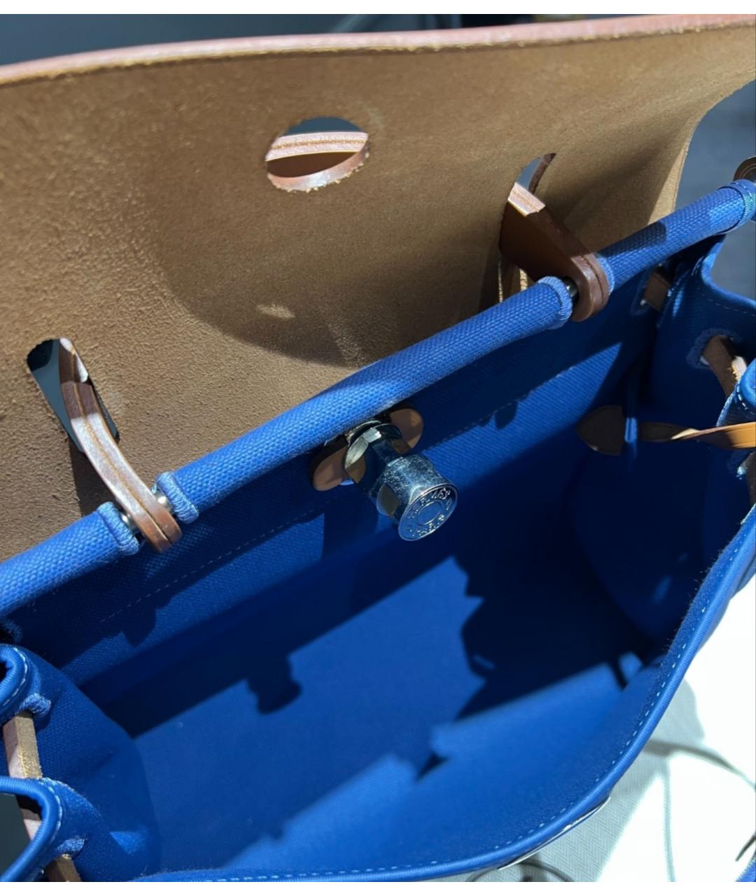 HERMES Голубая льняная сумка через плечо, фото 8